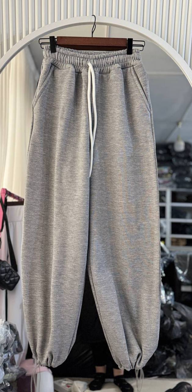 تصویر شلوار استوپر بگ جاگر ملانژ داخل کرکی – فری‌سایز ۳۶ تا ۴۴ قد ۱۱۰ - ذغالی 